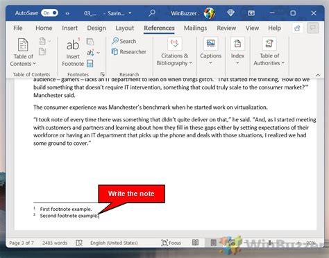 how to insert footnote in text box in word