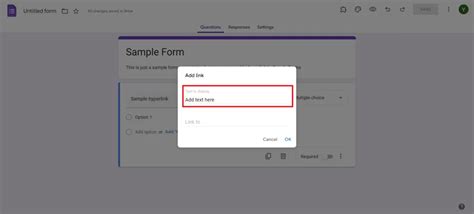 how to insert google form link in word