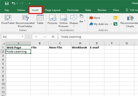 how to insert hyperlink in excel table