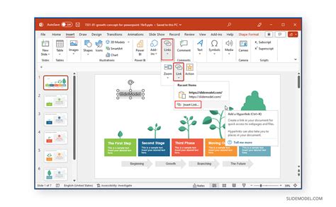 how to insert hyperlink in powerpoint mobile