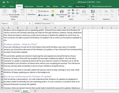 how to insert in word from excel