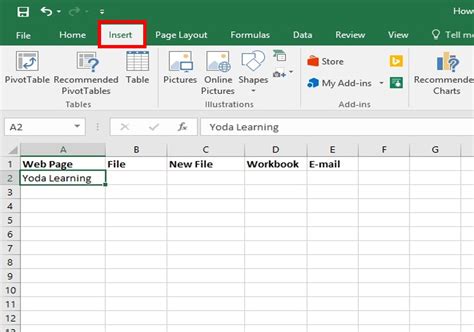how to insert link in excel table