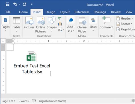 how to insert link to excel document in word