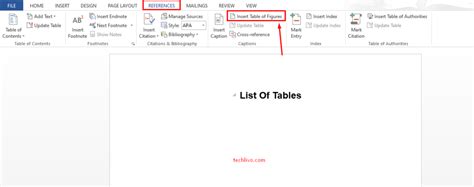 How To Insert List Of Tables In Word Mac