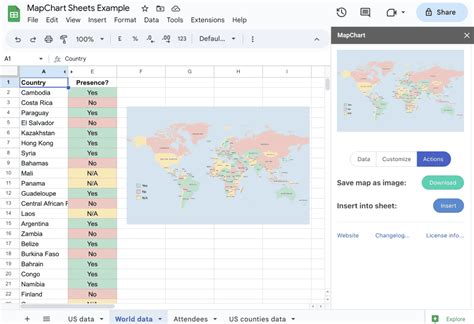 how to insert map in google sheets