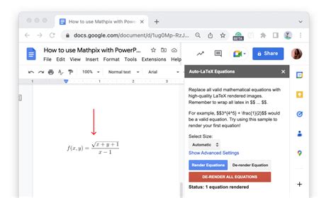how to insert mathematical formula in google docs