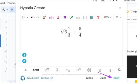 how to insert mathematical formula in google slides