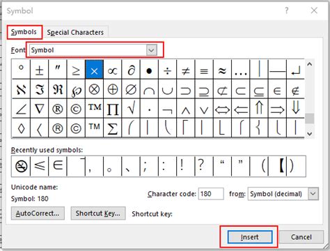 how to insert mathematical symbols in word