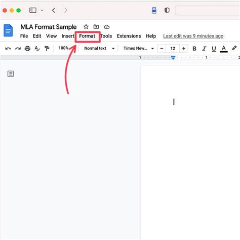 how to insert mla format on google docs