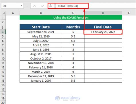 how to insert month dates in excel