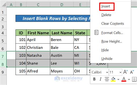how to insert multiple blank rows in excel between data automatically