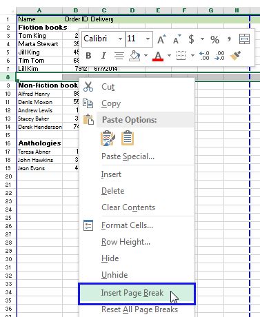 how to insert multiple page breaks in excel shortcut key