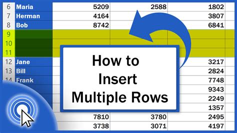 how to insert multiple rows in excel at once shortcut