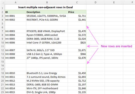 how to insert multiple rows in excel between data