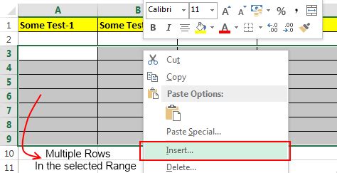 how to insert multiple rows in excel formula