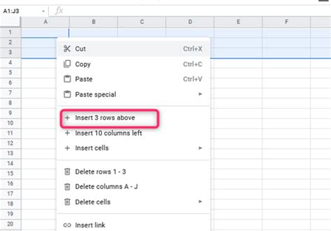 how to insert multiple rows on google docs
