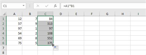 how to insert multiplication formula in excel for entire column