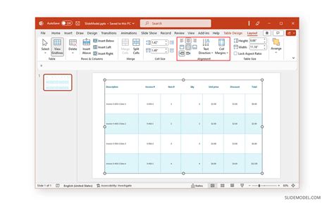 how to insert new line in ppt table
