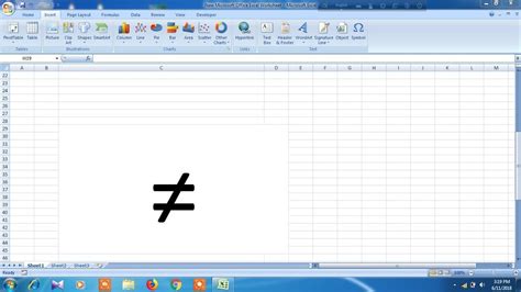 how to insert not equal to symbol in excel