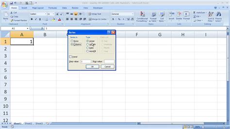 how to insert numbers 1 to 100 in excel