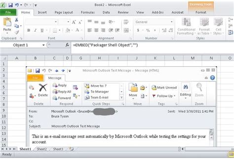 how to insert outlook email link in excel