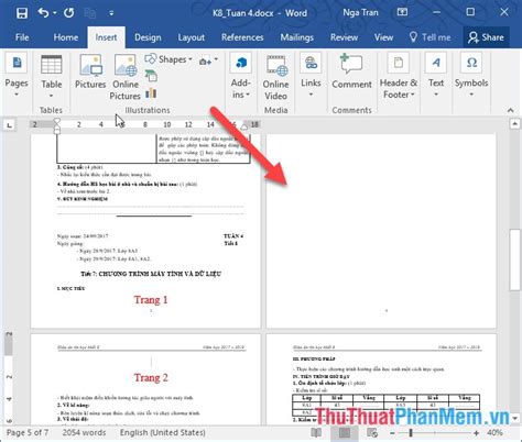 how to insert page 1 of 4 in word