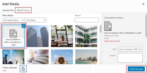 how to insert pdf file in wordpress
