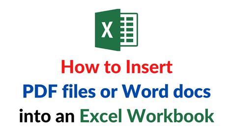 how to insert pdf into excel workbook