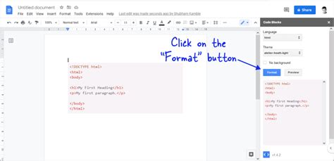 how to insert python code in google docs