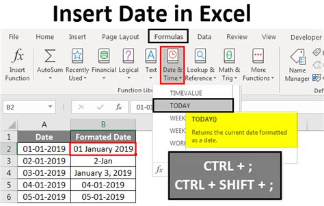 how to insert real time date in excel