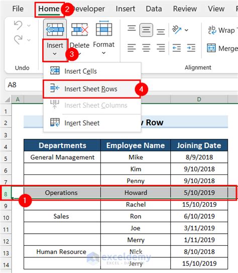 how to insert row on excel ipad