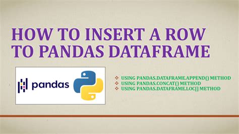 how to insert rows in dataframe pandas