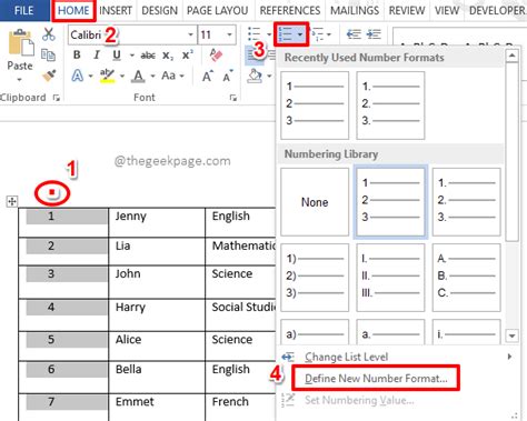 how to insert serial numbers in word