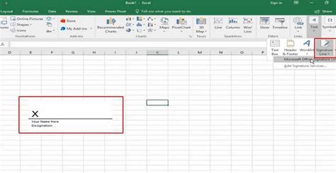 how to insert signature in excel mac