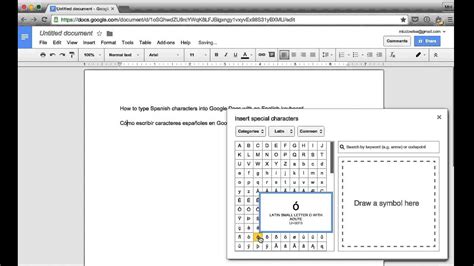 how to insert spanish characters in google docs