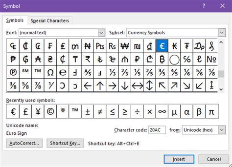 how to insert symbol in word using keyboard
