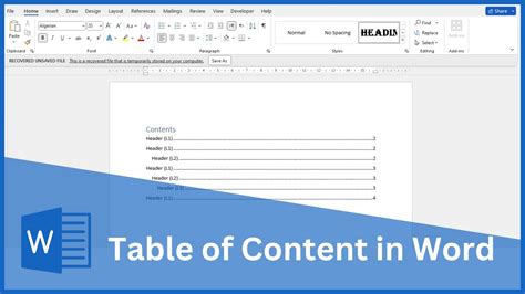 How To Insert Table Of Contents In Word Pdf