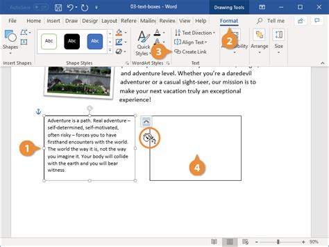 how to insert text box into word document