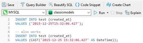 how to insert time in mysql