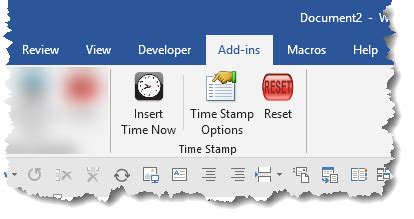 how to insert time in word developer