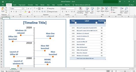 how to insert timeline in excel without pivot table