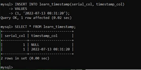 how to insert timestamp in mysql
