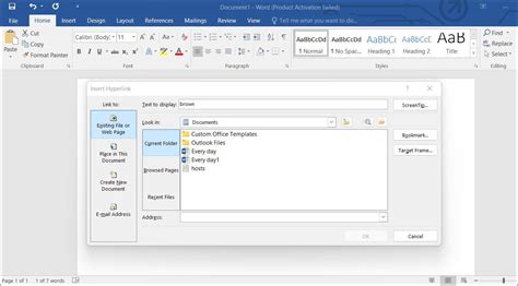 how to insert web hyperlink in word