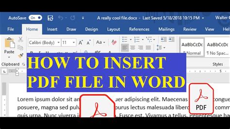 how to insert word in pdf