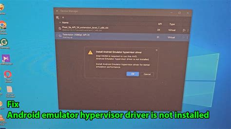 how to install android emulator hypervisor driver in android studio