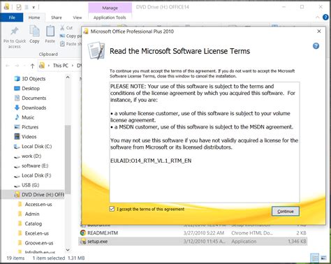 how to install excel 2010 in windows 10
