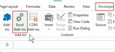 how to install excel add in windows 10