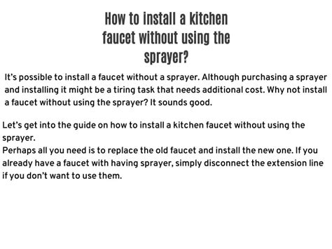 How To Install Kitchen Faucet Without Sprayer