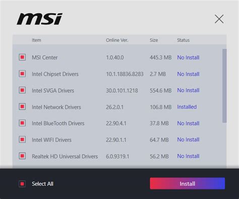 how to install msi drivers