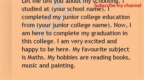 how to introduce yourself in a presentation in college